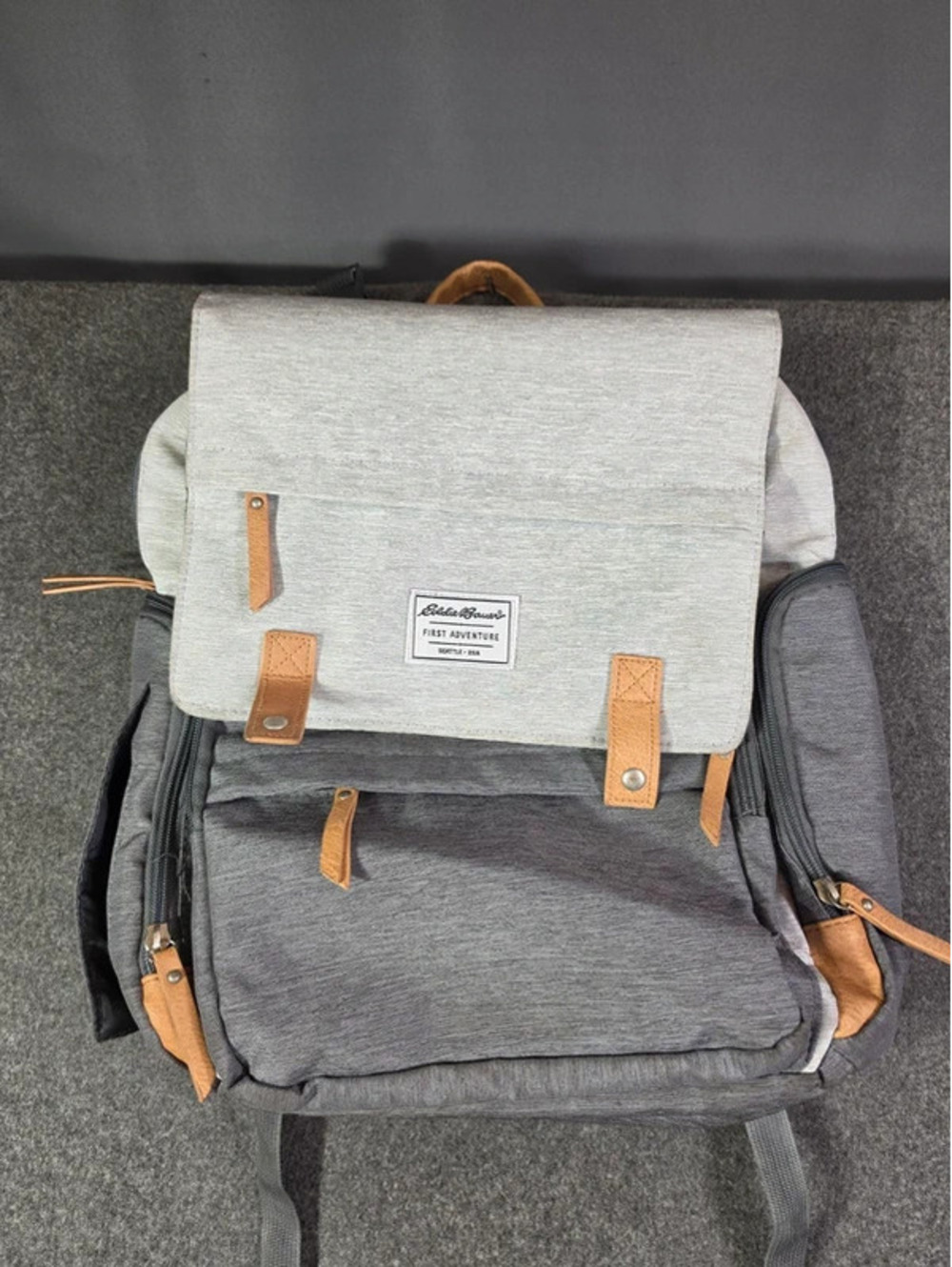 Eddie Bauer Cascade Backpack Diaper Bag - Two-Tone Gray & Tan Accent